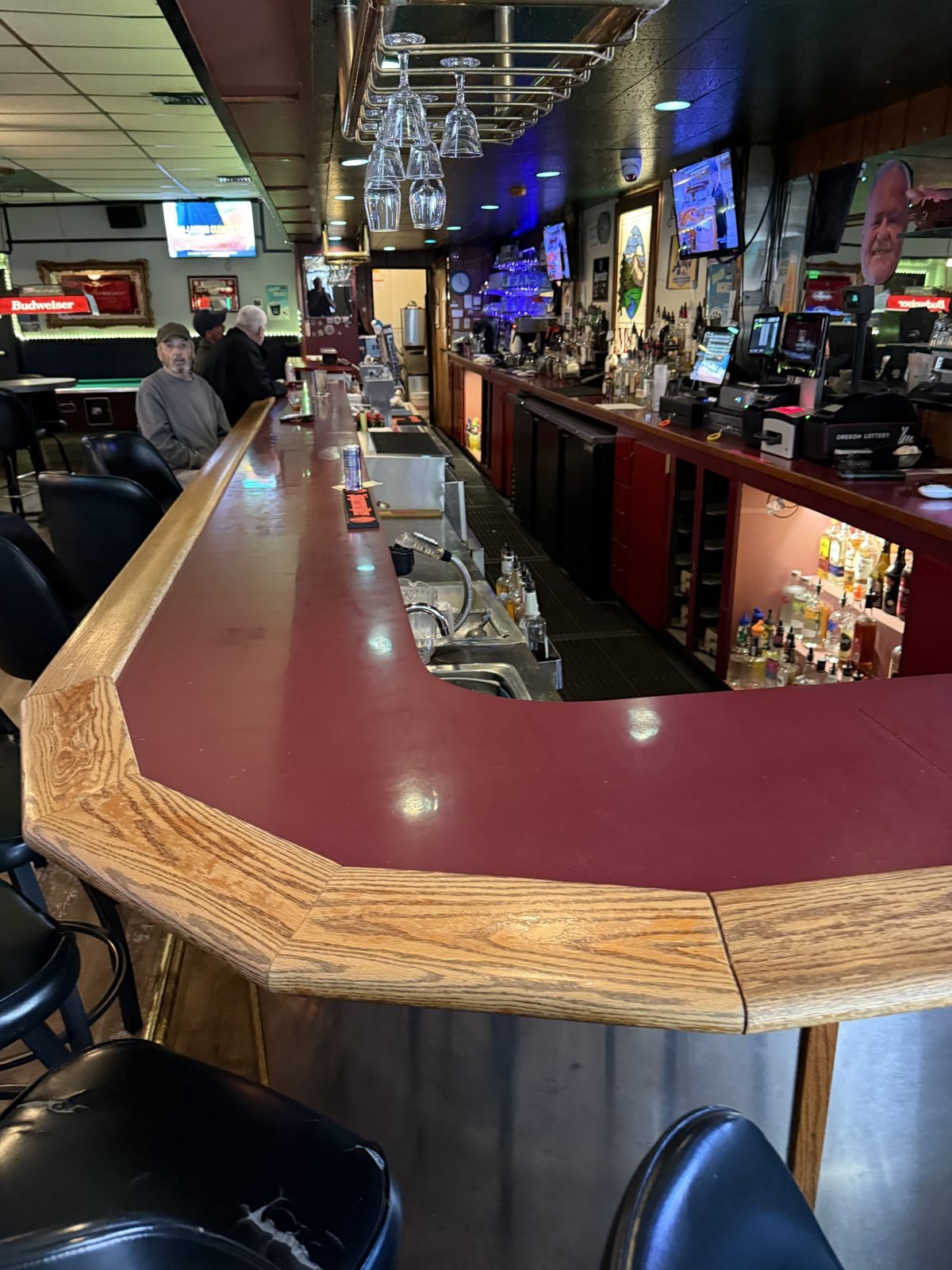 The full bar at M&M Restaurant & Lounge